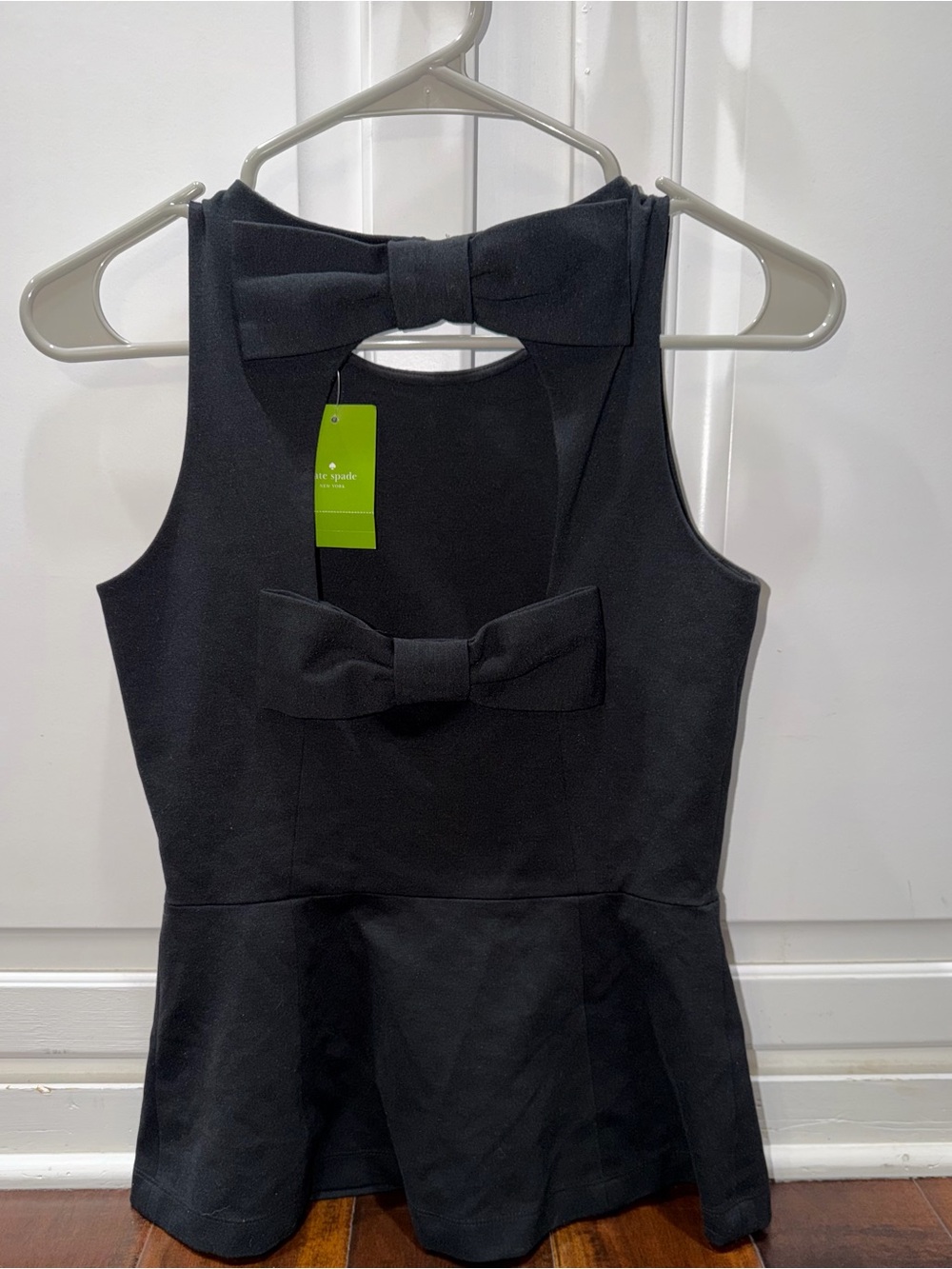 KATE SPADE NWT women’s black sleeveless top with double black bow open back